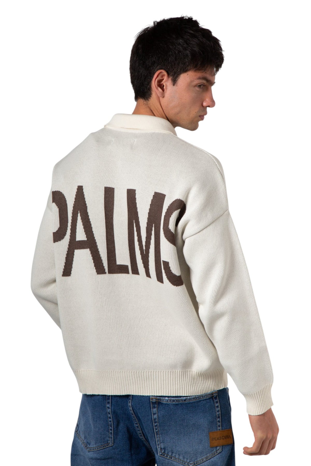 Palms Ivory Full Zip Knit