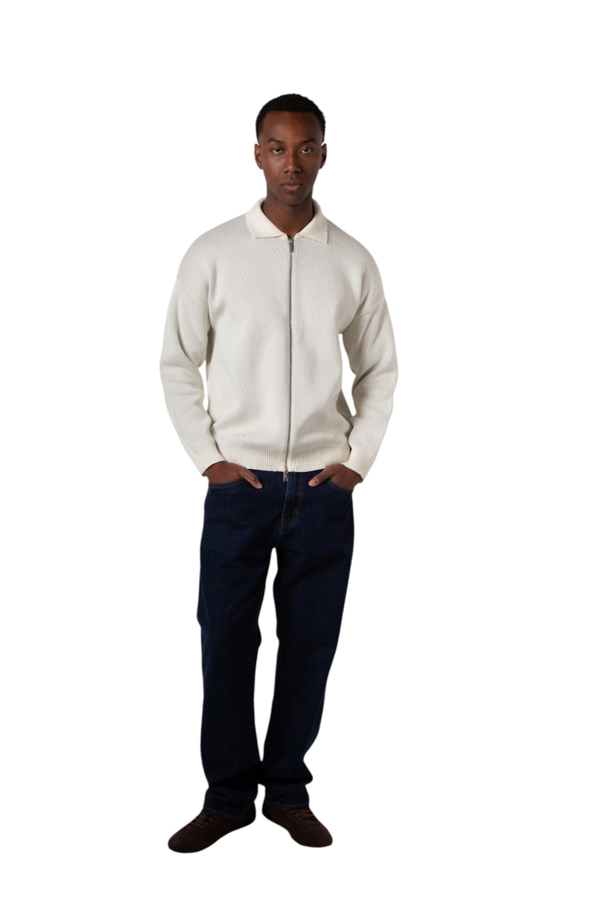 Palms Ivory Full Zip Knit