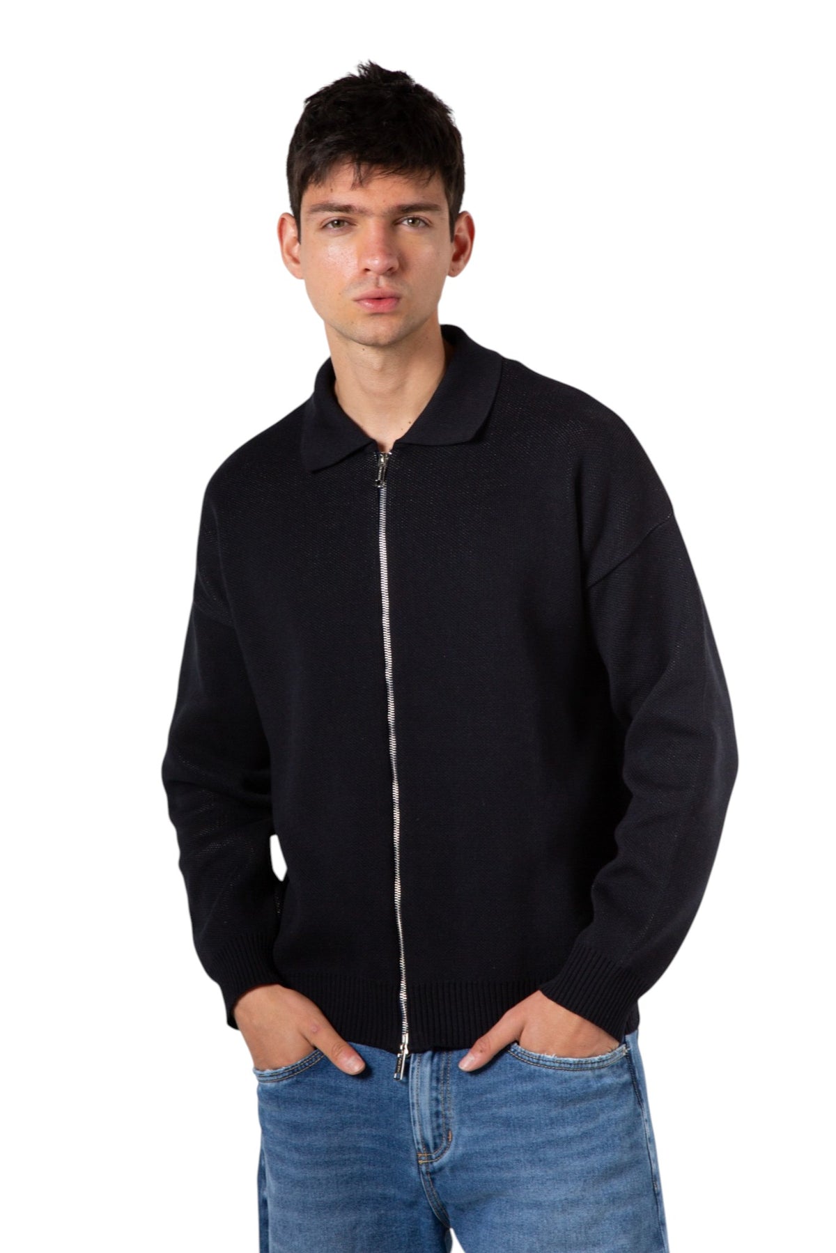 Palms Blue Full Zip Knit