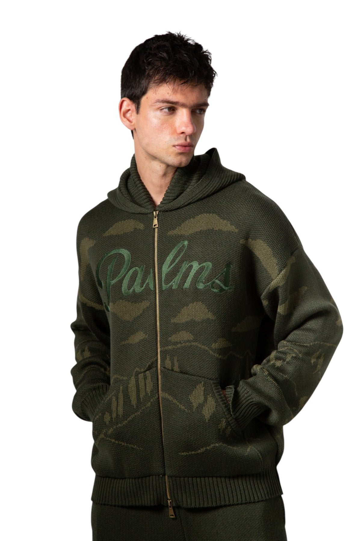 Mountains Green Hoodie Knit