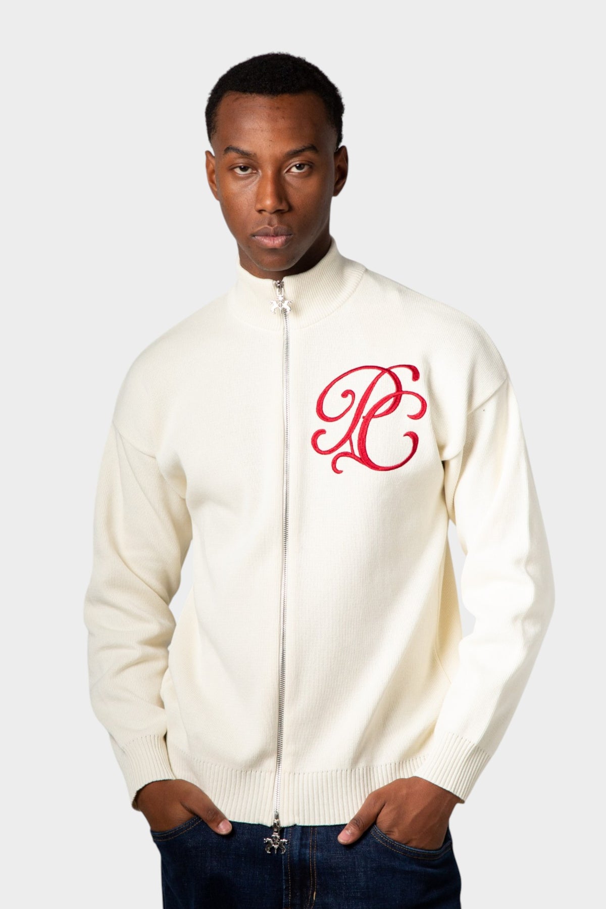 Monogram Ivory Full-Zip Knit