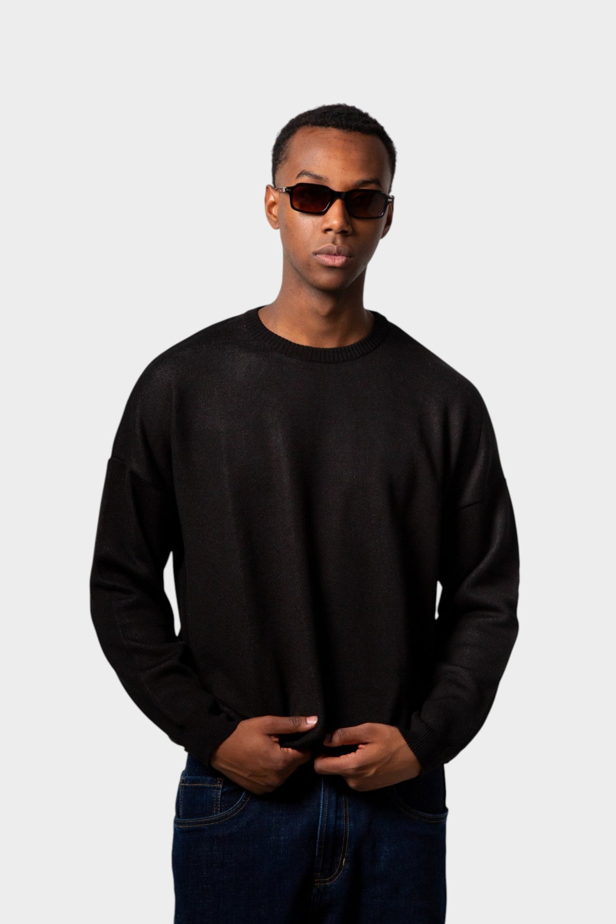 Stars Black Crewneck Knit