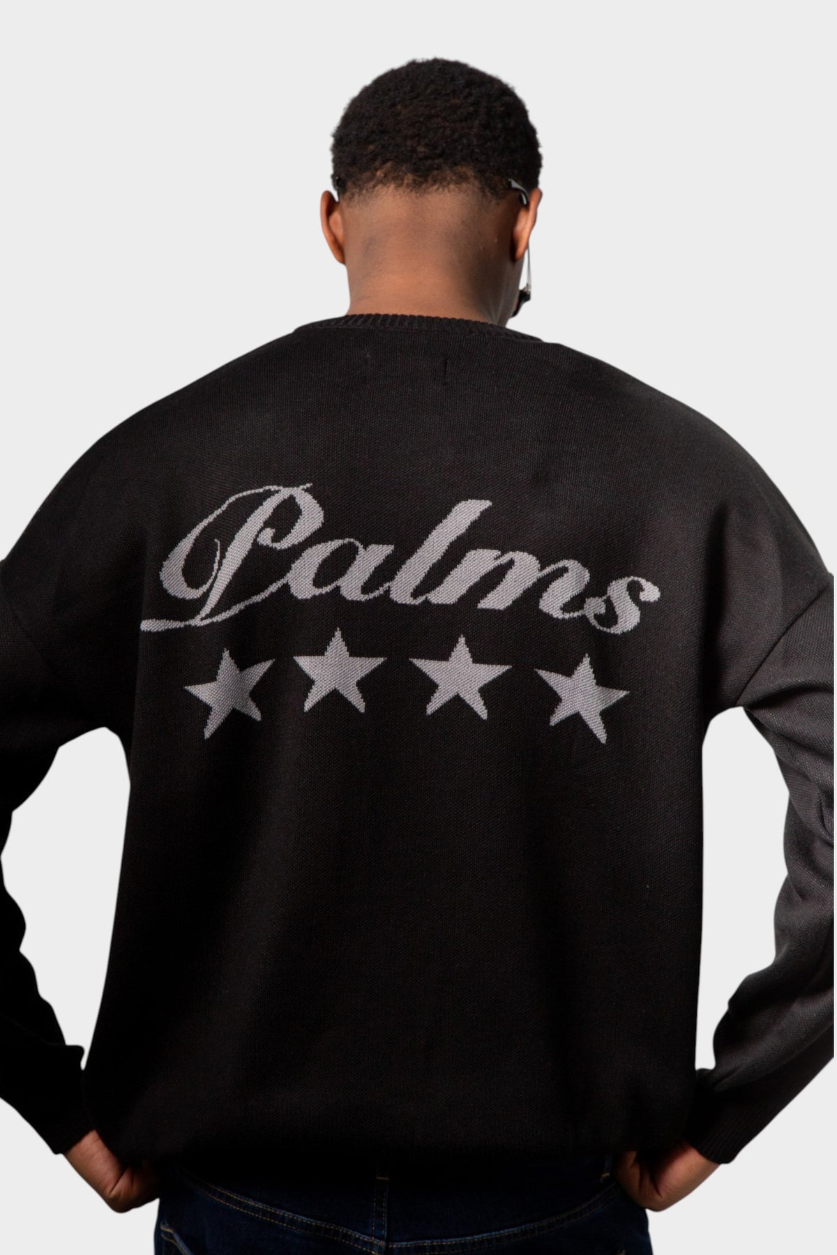 Stars Black Crewneck Knit