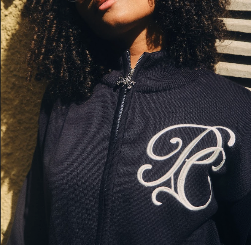 Monogram Blue Full-Zip Knit