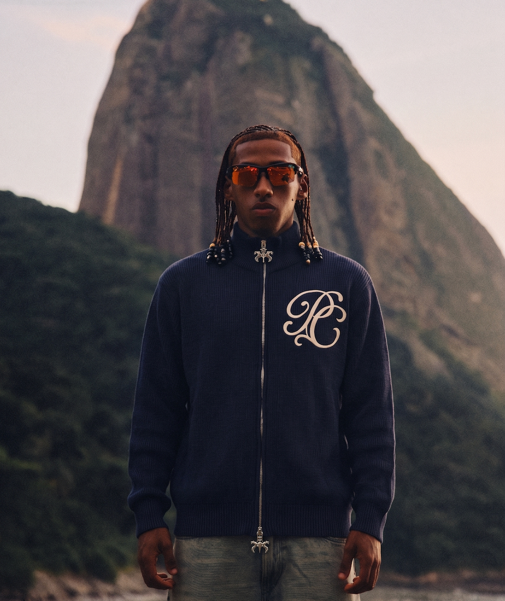 Monogram Blue Full-Zip Knit