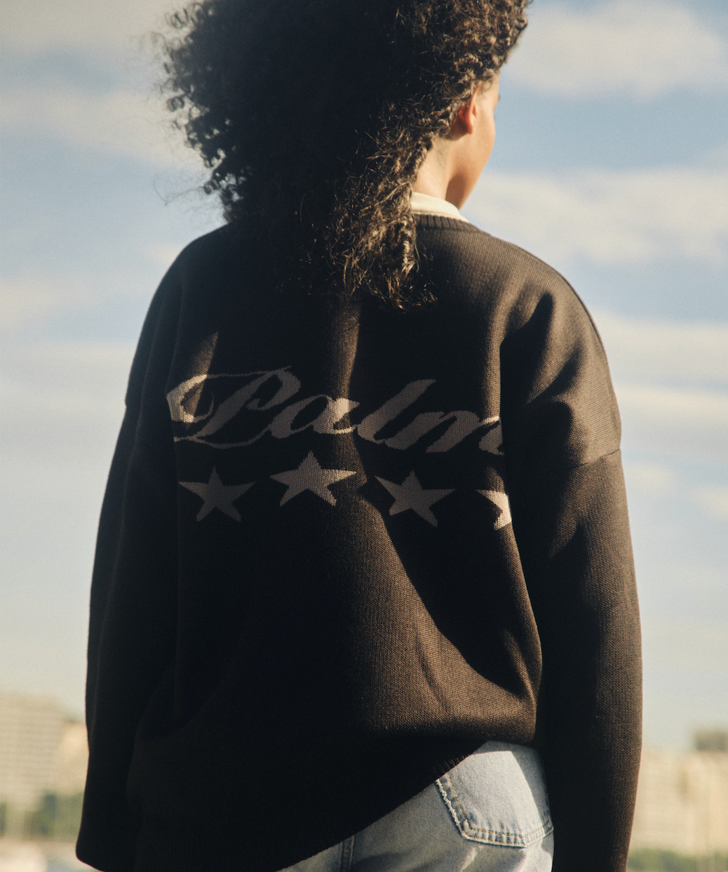 Stars Black Crewneck Knit