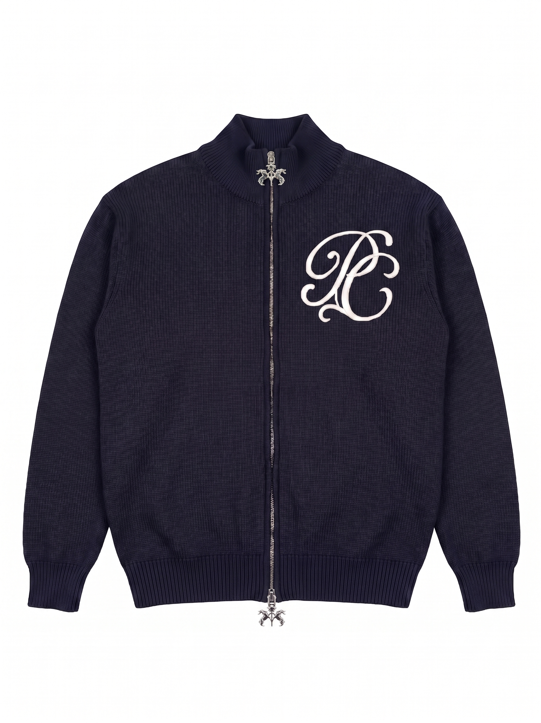 Monogram Blue Full-Zip Knit