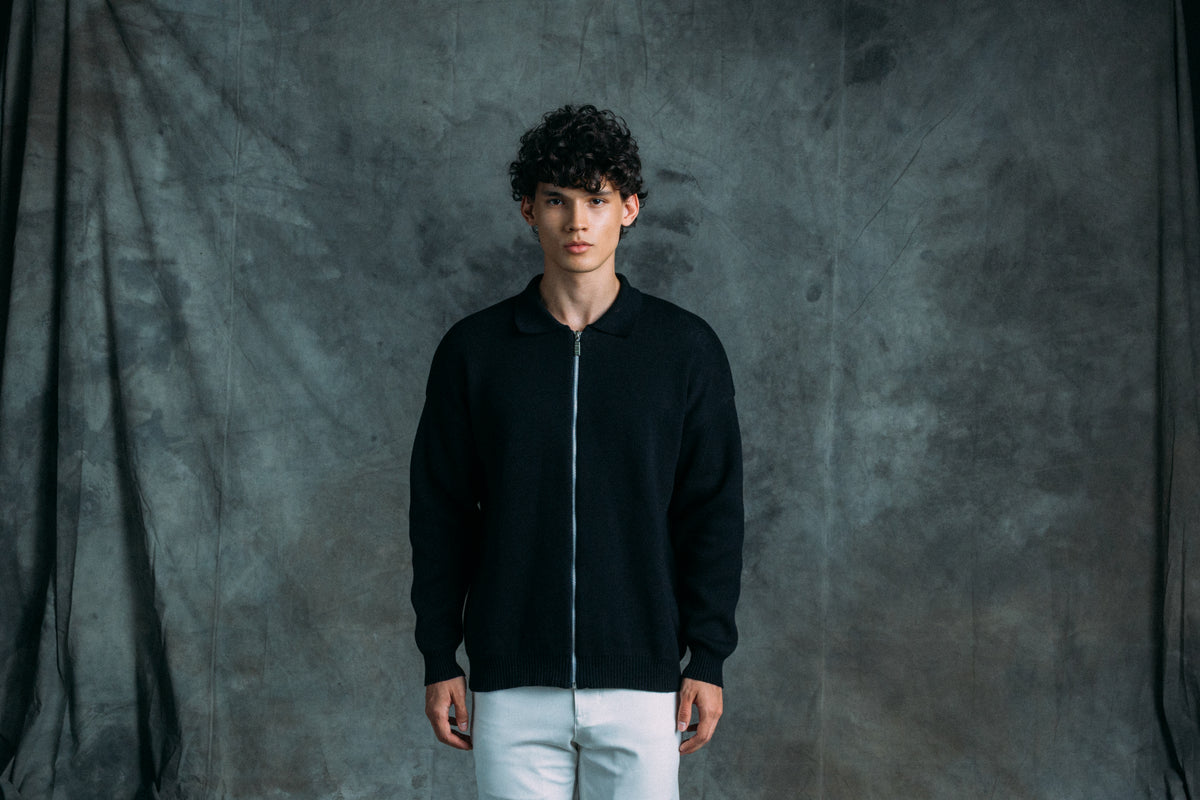 Palms Blue Full Zip Knit