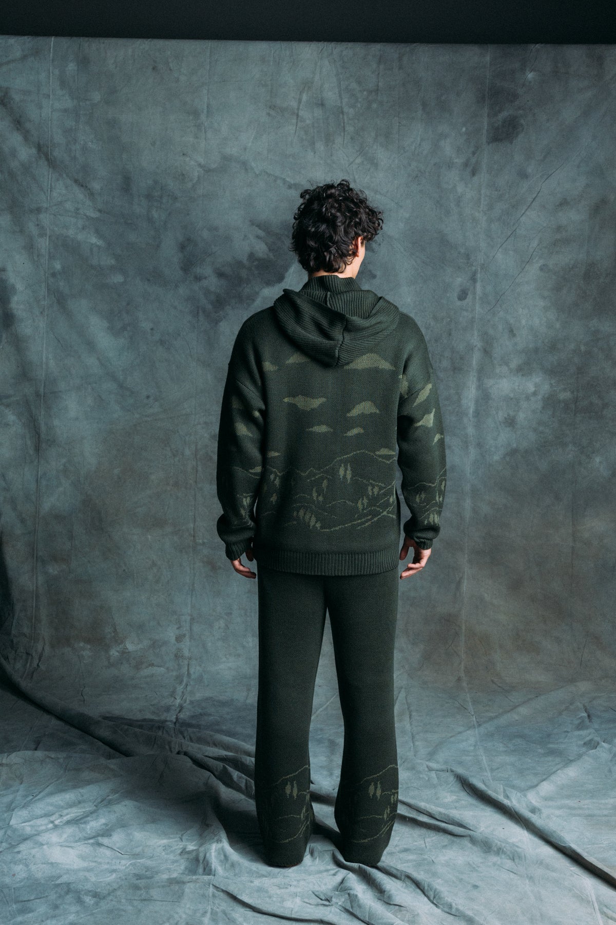 Mountains Green Hoodie Knit
