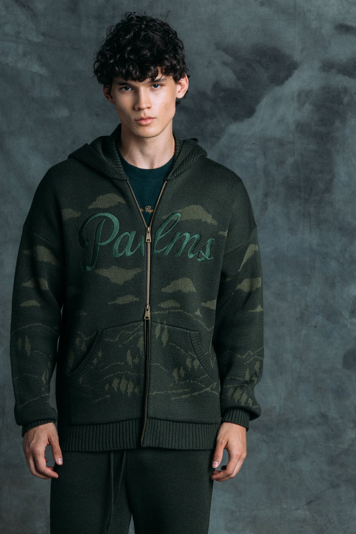 Mountains Green Hoodie Knit