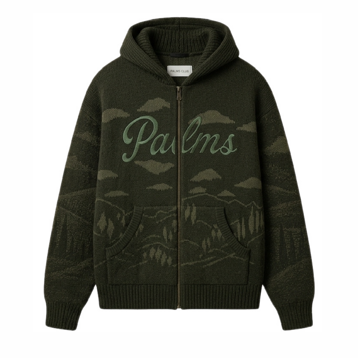 Mountains Green Hoodie Knit