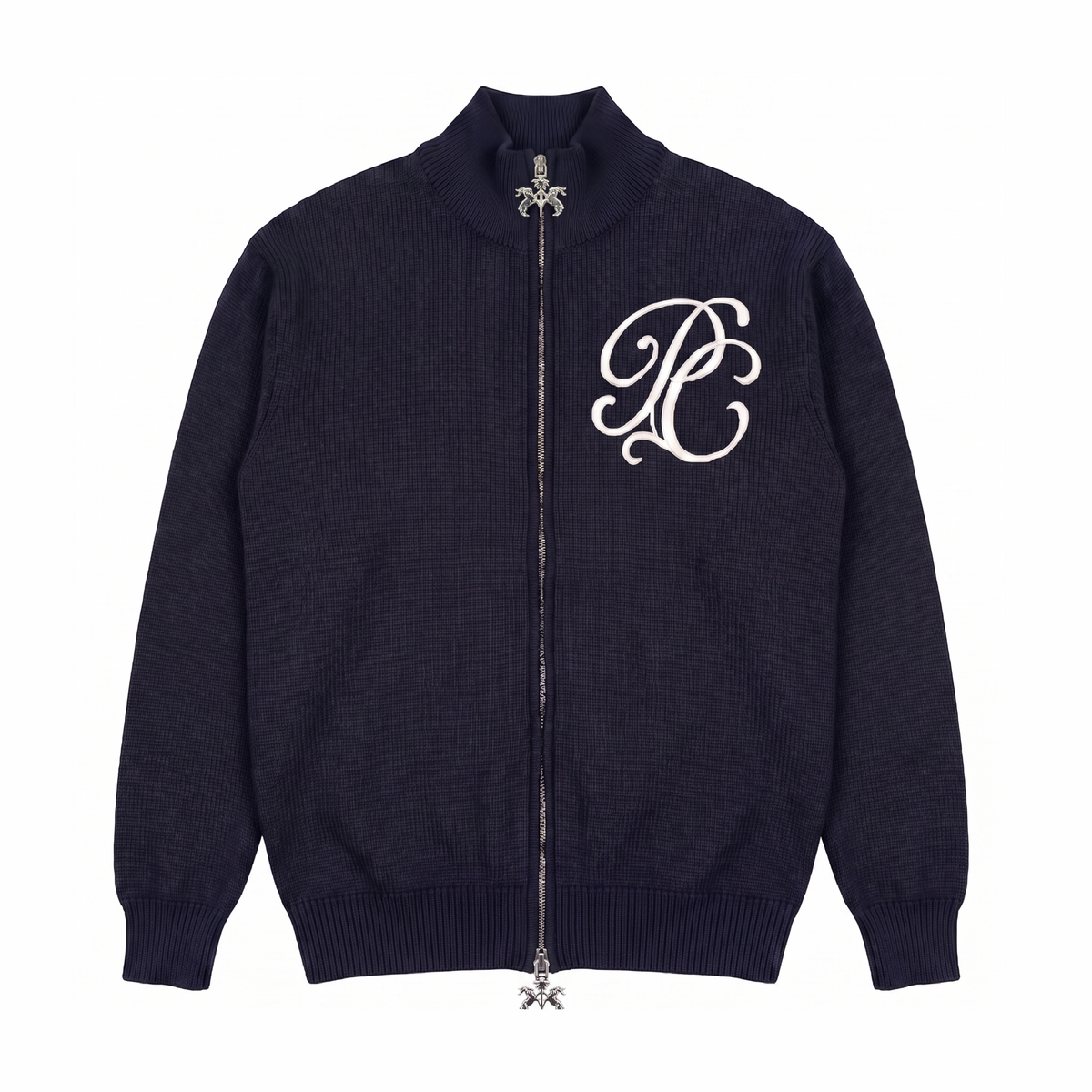 Monogram Blue Full-Zip Knit
