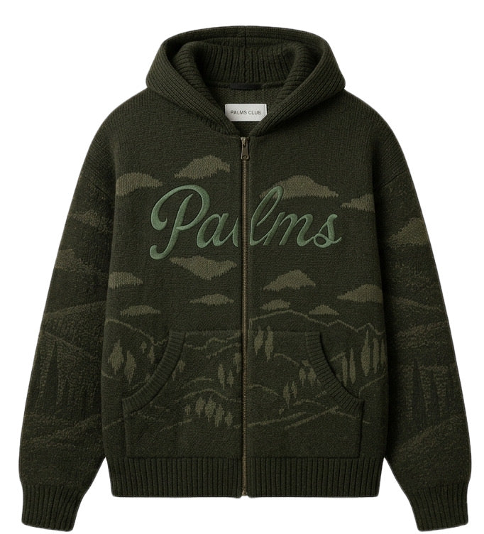 Mountains Green Hoodie Knit